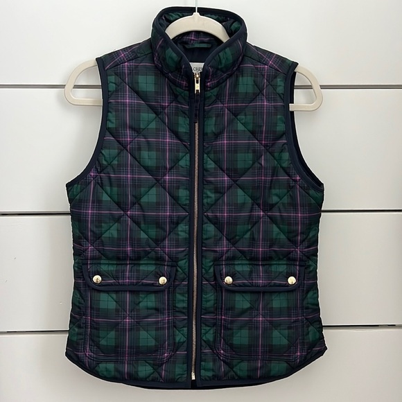 J.Crew Tartan Plaid Quilted Puffer Vest Size XS - Picture 1 of 15